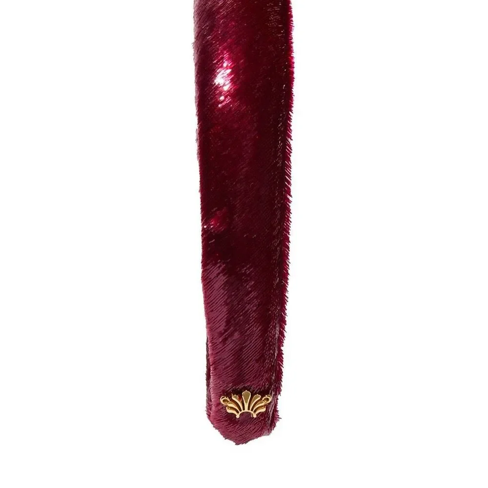 Lele Sadoughi Charlotte Thin Padded Liquid Velvet Headband Tapestry Red OS